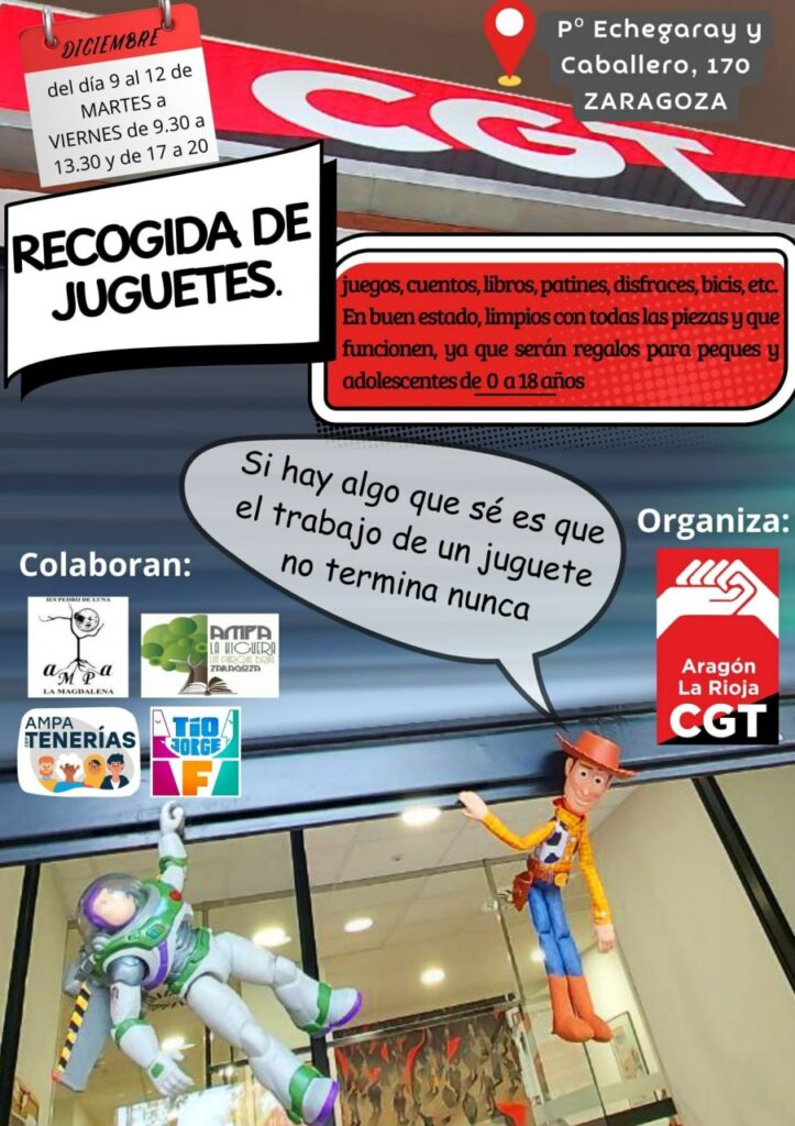 CGT vuelve a poner en marcha su campaña solidaria de recogida de juguetes