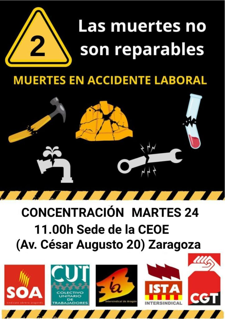 ¡No más muertes por trabajar! Concentración en la sede de la CEOE