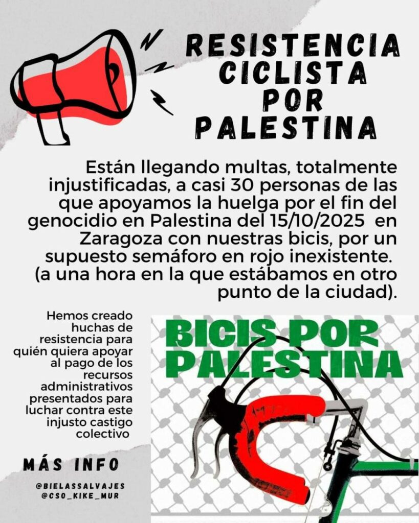 Multadas por apoyar la huelga de CGT contra el genocidio palestino