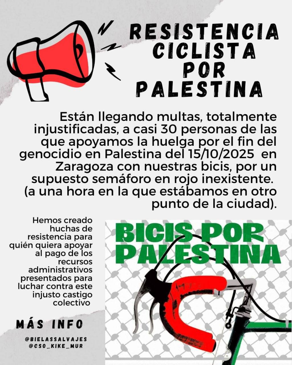 Multadas por apoyar la huelga de CGT contra el genocidio palestino