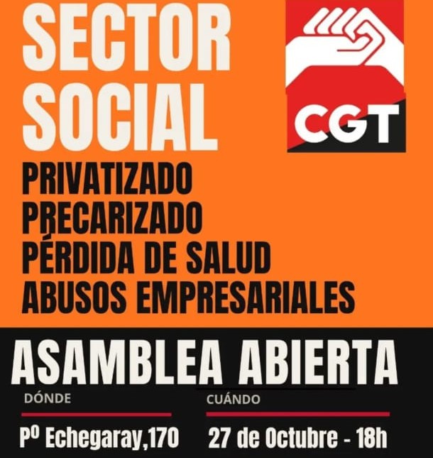 Cerca de un centenar de personas llenan la asamblea abierta del Sector Social de CGT Aragón de cara a la huelga general del 11N